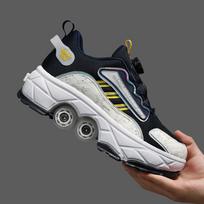 Deformation Roller Skating Roller Skates Adult Boys and Girls Students Shrink Invisible Four-wheel Double Row Runaway Shoes New 33