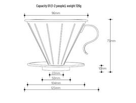 Įspauduotas nerūdijančio plieno V60 lašelinio kavos filtro puodelis Single Unit