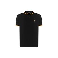 Polo Ralph Lauren SS22 Dryžuotas apykaklės marškinėliai trumpomis rankovėmis su siuvinėtu logotipu Vyriški Polo marškinėliai Juodi 710857273-001 XS