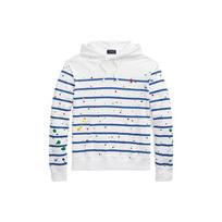 Polo Ralph Lauren SS22 Dažų dėmių dryžuotas su gobtuvu ir raišteliais vyriškas džemperis Džemperis Baltas MNPOKNI16821853-100 S