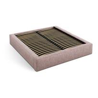 Šviesiai rožinės spalvos dvigulė lova audiniu dengta su sandėliavimo vieta su lovos grotelėmis 140x200 cm Simon – Micadoni