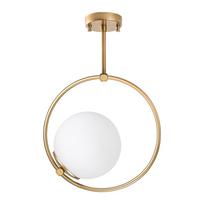 Baltos spalvos/žalvario spalvos lubinis šviestuvas 39x26 cm su stiklo gaubtu Dolunay – Opviq lights