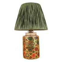 Žalios spalvos stalinis šviestuvas (aukštis 38 cm) su gaubtu iš virvės Alev – Opviq lights