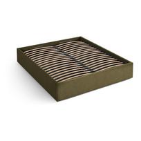 Žalios spalvos dvigulė lova audiniu dengta su sandėliavimo vieta/be galvūgalio su lovos grotelėmis 180x200 cm Susan – Micadoni