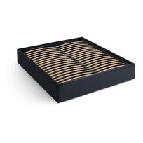 Tamsiai mėlynos spalvos dvigulė lova audiniu dengta su sandėliavimo vieta/be galvūgalio su lovos grotelėmis 180x200 cm Susan – Micadoni