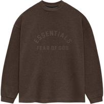 Fear of God Essentials Storas ilgomis rankovėmis marškinėlis Heather Wood Unisex Viršutiniai drabužiai Ruda 125SU242012F M black