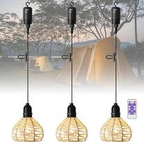 SUCIKORIO 3 pakabinamų šviestuvų pakuotė, lauko baterija, boho rotango pakabinamas šviestuvas su baterija, lauko, atsparus vandeniui, pakabinama šviesa su nuotolinio valdymo pulteliu, pritemdomas pakabinamas šviestuvas be elektros, skirtas palapinei,