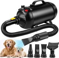 YAZEKY Blower Dog Labai tylus šunų plaukų džiovintuvas Reguliuojamo greičio naminių gyvūnėlių džiovintuvas su 3 skirtingais antgaliais ir elastine žarna (juodas)