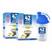 42 Vital Mažai kalorijų turinti augalinė dieta Vanilinio skonio - 2 x 510 g + kokteilis