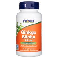 Now Foods Ginkmedis dviskiautis 60 mg - 60 kapsulių