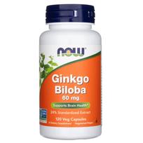 Now Foods Ginkmedis dviskiautis 60 mg - 120 kapsulių