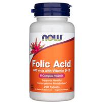 Now Foods Folio rūgštis 800 mcg su vitaminu B-12 - 250 tablečių