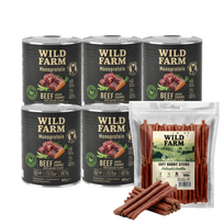 WILD FARM Monoprotein Beef 6x800g hipoalerginis maistas šunims  + nemokamas skanėstas