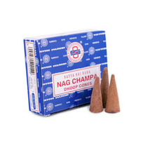 Nag Champa kūginiai smilkalai, 12 vnt + stovas – raminantis aromatas namams