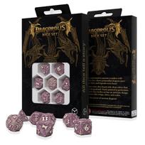 Drakono tematika RPG kauliukų rinkinys „Yucatan Featherwing“, smėlio/violet.