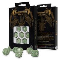 Drakono tematikos RPG kauliukų rinkinys „Andų Ilgakaklis“, 7 vnt, smėlio/žalia