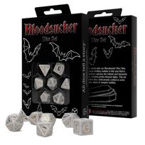 Vampyriškas „Bloodsucker“ RPG kauliukų rinkinys, 7 vnt, balti su auksu