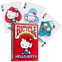 Jubiejinės Hello Kitty žaidimo kortos – pokeriui ir triukams, 56 vnt, raudonos