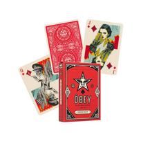 OBEY raudonos žaidimo kortos - premium, kolekcinės, pokeriui ir triukams