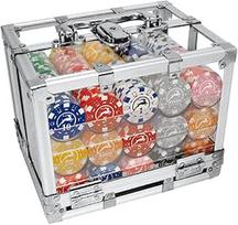 Profesionalūs pokerio žetonai 14 g – 600 vnt rinkinys lagaminėlyje, 5 spalvos