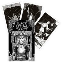 Black Ritual taro kortos – juodai balta mistiška kaladė, 78 kortos + bukletas