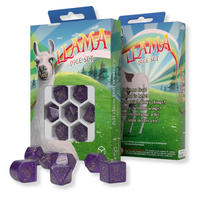 Violetinis lama RPG kauliukų rinkinys 7vnt su auksinėmis graviūromis Q-Workshop