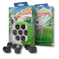Lamos Spitty RPG kauliukų rinkinys, 7 vnt – juodi su blizgesiu, purpuriniai