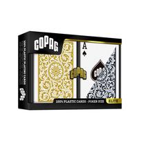 Copag Elite pokerio kortos, 2 kaladės, 100% plastikas, juoda/auksinė