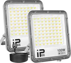 "Willpower" 2 x lauko LED prožektorius su kištuku, 100 W 10000 LM lauko prožektorius 6000 K šaltai baltos spalvos prožektorius, skirtas sodo garažui, kiemui, IP66 atsparus vandeniui