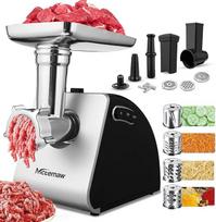 COOCHEER Elektrinė mėsmalė 5 in 1 Multi Food Processor Mėsos smulkintuvas Dešrų mašina iš nerūdijančio plieno su 3 perforuotais diskais, 4 kūgio formos ašmenimis, dešrų užpildymo ir konditerijos priedu namams