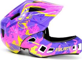 EULANT Dviračio šalmas su smakro apsauga vaikams, viso veido šalmas, vaikams, berniukams, viso veido šalmas MTB, BMX, Downhill, Cross Inline Skate, vieno mygtuko nuėmimas, smakro apsauga ir galinis reguliatorius