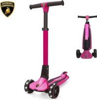 Lamborghini Roller Kinder 3 Jahre bis 50kg, Dreirad-Kinderroller mit LED-Rädern, Höhenverstellung, Faltbarer Kinderroller ab 3 jahre, Tretroller Scooter Kinder Kinderscooter ab Kleinkind Junge Mädchen
