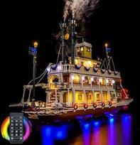 Nuotolinio valdymo šviesų rinkinys, suderinamas su "Lego 21356 River Steamboat" (ne modelis), LED apšvietimo rinkinys, suderinamas su "Lego River Steamboat" 21356 Kūrybinis žaislas