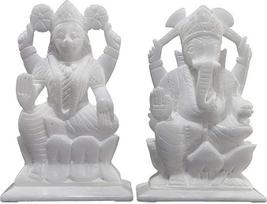 Stonkraft 17,8 cm Ganesh Laxmi Idol – handgefertigt indischen Marmor Räucherstäbchen Pooja Puja Ganesha Ganpati Ganesha Laxmi Lakshmi Idol, Statue, Murti