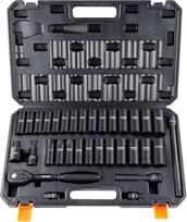 VEVOR 1/2 colio veržliarakčių rinkinys CR-V iš legiruotojo plieno 33 dalių veržliarakčių rinkinys 10-24 mm gilūs lizdai smūginiai veržliarakčiai, HRC 42-48 veržliarakčiai su įrankių dėže, metrinis varžtų ištraukiklis