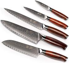 YARENH Damasko peilių rinkinys, aštrus profesionalus Damasko virėjo peilių rinkinys, 73 sluoksnių Damasko plieno virtuvinių peilių rinkinys, ergonomiška sandalmedžio rankena, su dovanų dėžute