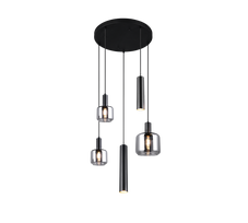 Pakabinamas šviestuvas TRIO MATARO, 1xE27, 2xE14, 2xGU10, metalinis juodos sp Ø40x150cm