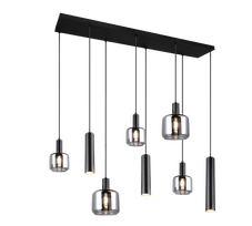 Pakabinamas šviestuvas TRIO MATARO, 2xE27, 3xE14, 3xGU10, metalinis juodos sp 118x34x150cm