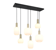 Pakabinamas šviestuvas TRIO DIVA, 6xE27, max 6x10W žalvario/baltos sp 85x20x150cm