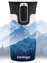 Termo puodelis Contigo West Loop Mini 300 ml – „Kalnai dieną“ – Baltas metalikas