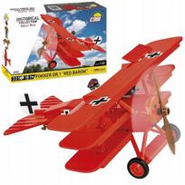 Lėktuvo maketavimo rinkinys - COBI - Fokker DR.1 'Raudonasis baronas' - 221 dalis - 1 pilotas figūrėlė - 1 šunų figūrėlė