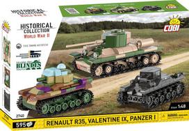 Maketas - COBI - Renault R35, Valentine IX, Panzer I - 300 dalių - Plastikas - Sursdinti patiems