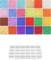 Stiklinių apvalių karoliukų (biserio) 6/0 RainBow® 24 spalvų po 10 g rinkinys su dėžute, šviesus