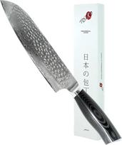 Totiko Japan Knives, Professional Japanese Kitchen Knife, SANTOKU Hammered Yukimura Damascus Knife with 19 cm Blade - 7 Inch