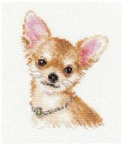 Siuvinėjimo rinkinys kryželiu – Čihuahua, Aida 14, 10×13 cm, 19 spalvų