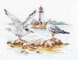 Siuvinėjimo rinkinys Žuvėdros, Aida 14, 19x14 cm – 22 spalvos