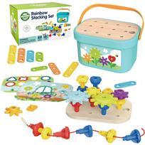Medinis motorinis konstruktorius BOX WOOPIE GREEN 12in1 Montessori