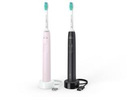 Philips Sonicare 3100 Series HX3675/15 2-pack Elektrinis dantų šepetėlis, Black, Sugar Rose
