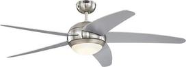 72069 Bendan LED 132 cm ilgio lubų ventiliatorius su penkiomis mentėmis, satininio chromo apdaila su kalimo efektu, reguliuojamu šviesos diodų apšvietimu ir opaliniu matiniu stiklu, nuotolinio valdymo pultas pridedamas