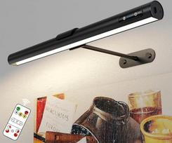 GOVSSING belaidis paveikslų apšvietimas su nuotolinio valdymo pulteliu, 40 cm ilgio belaidis paveikslų apšvietimas su 3 apšvietimo režimais, 4000 mAh įkraunamas paveikslų rėmelio apšvietimas su laikmačiu, belaidė paveikslų lempa tapybai